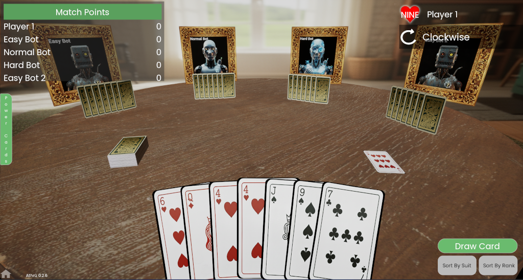 Anord game with multiple AI players and modern card deck